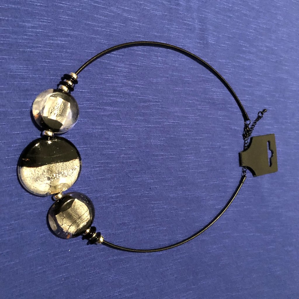 Black And Silver Stone Necklace
